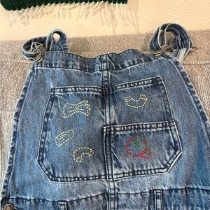 Embroidered Denim Overalls